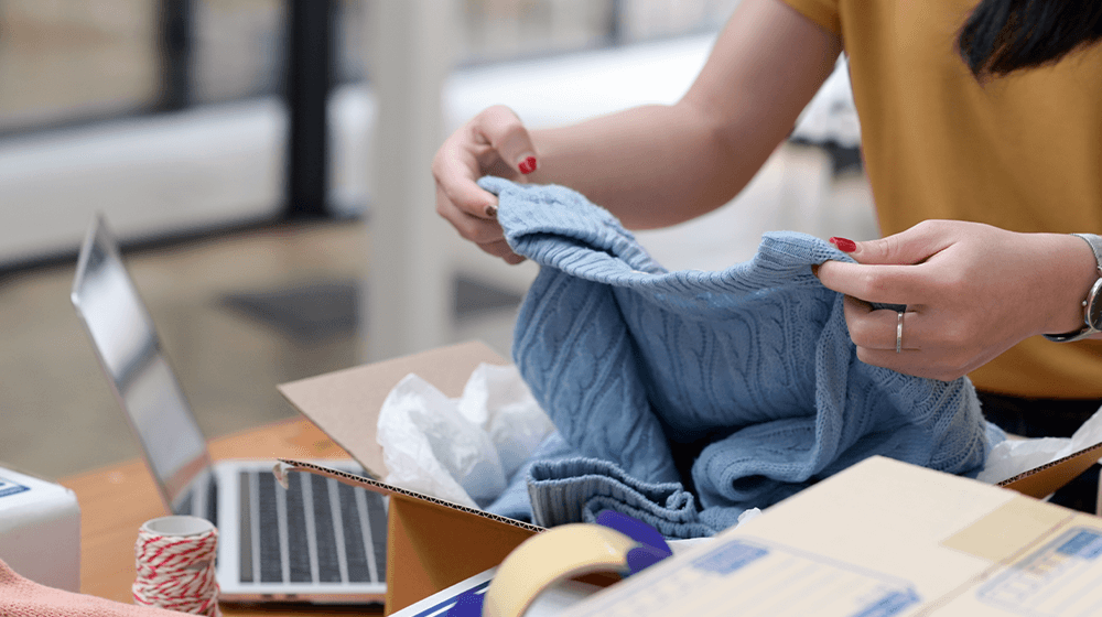An Image "A Girl Paking Online Order"